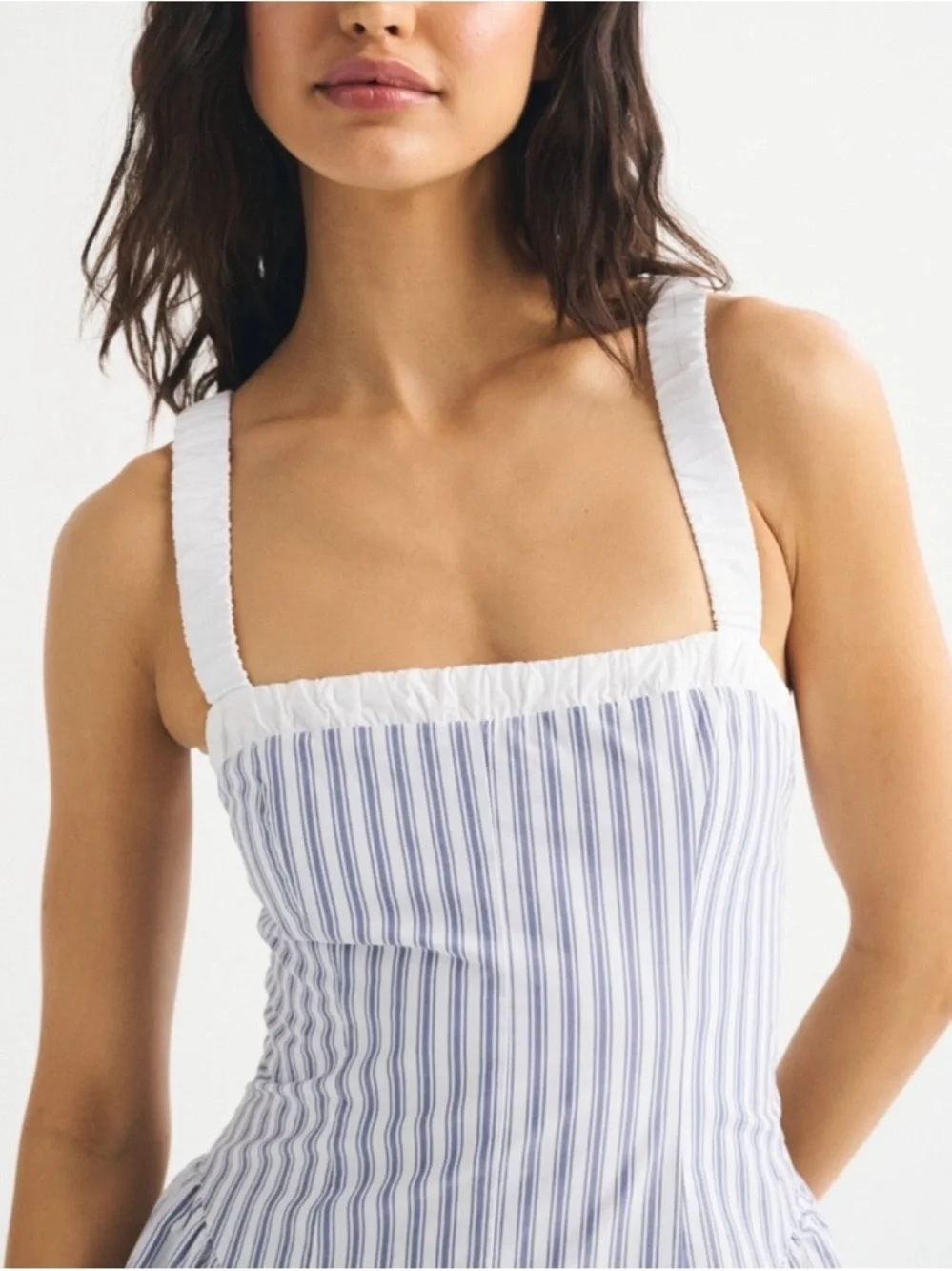 Abercrombie 100% Cotton Ruched Neckline Midi Dress - Picture 2 of 3